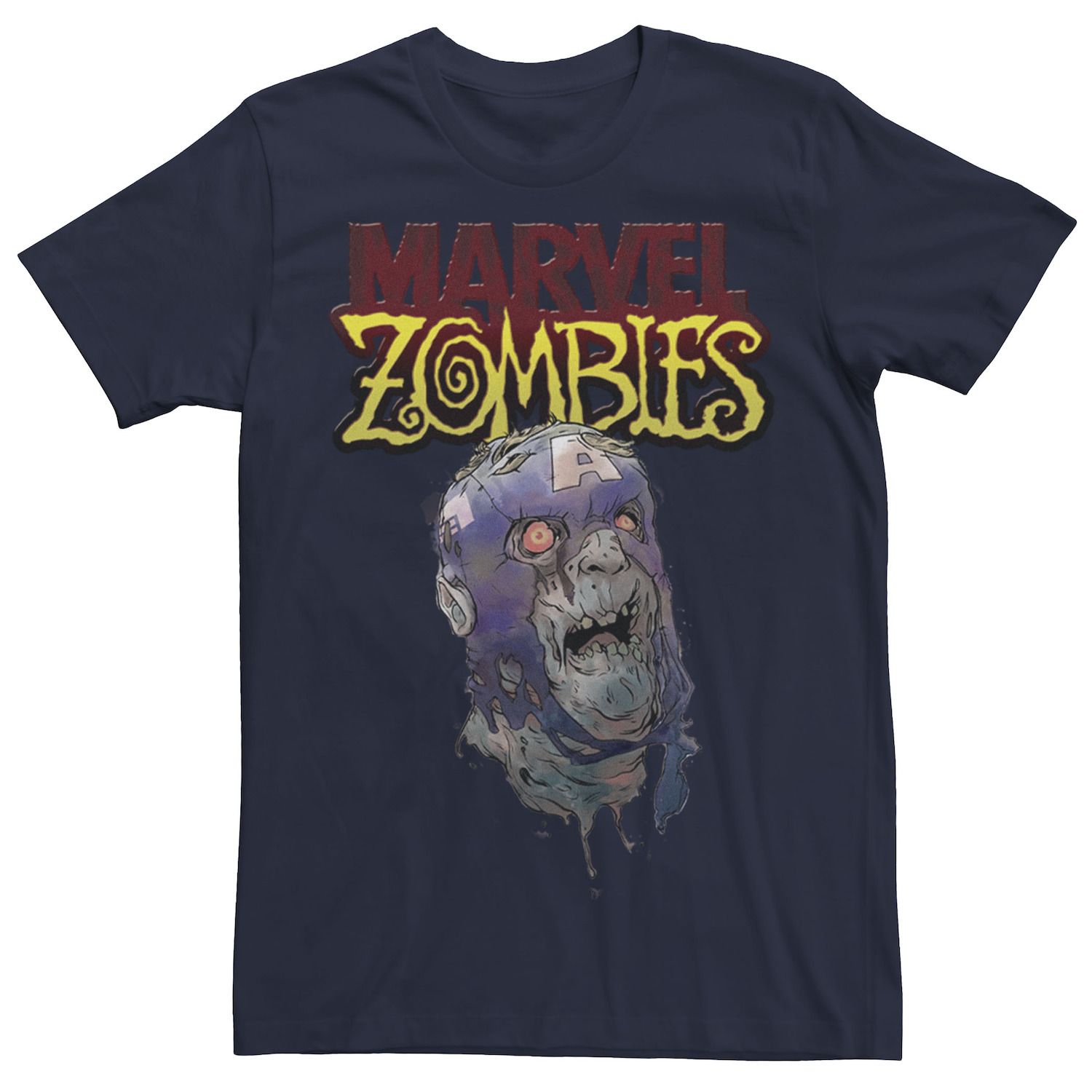 Мужская футболка с изображением головы зомби «Капитан Америка» и «Зомби» , Синяя Marvel, синий мужская футболка кот зомби s синий