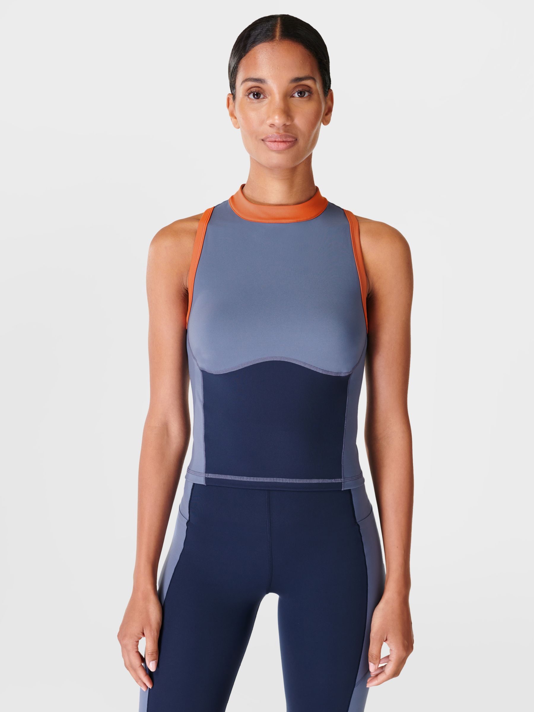 

Укороченная майка с цветными блоками Sweaty Betty Power на молнии сзади, бесконечный синий