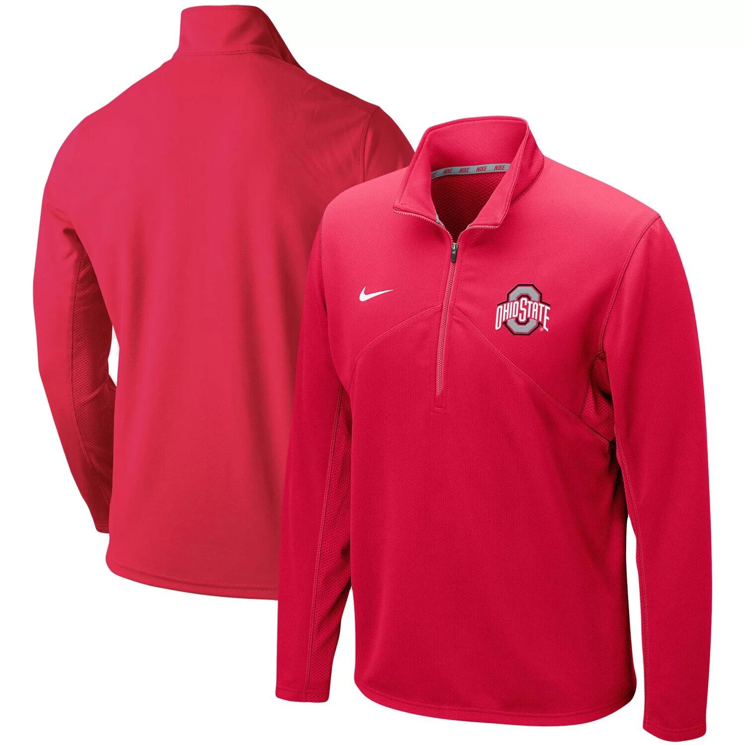 

Мужская куртка Scarlet Ohio State Buckeyes Primary с логотипом и молнией четверть для тренировок Nike