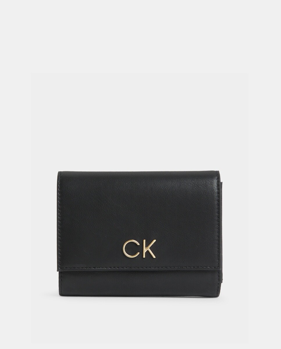 

Маленький черный тройной кошелек Calvin Klein, черный