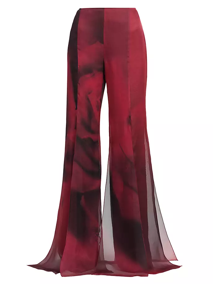 

Многослойные шелковые брюки розового цвета Alberta Ferretti, красный