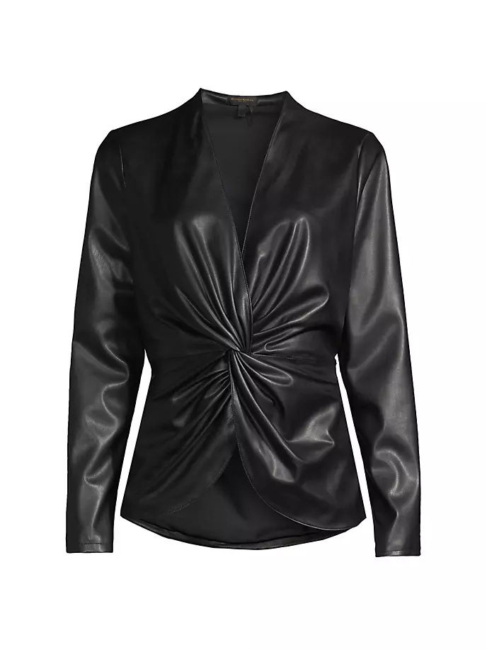 

Топ из веганской кожи Vintage Glam на закрученной коже Donna Karan New York, черный