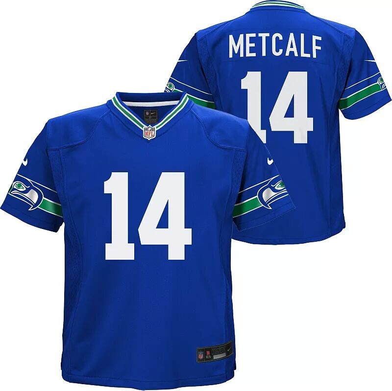 

Джерси Nike Little Kids Seattle Seahawks DK Metcalf № 14 альтернативного синего цвета