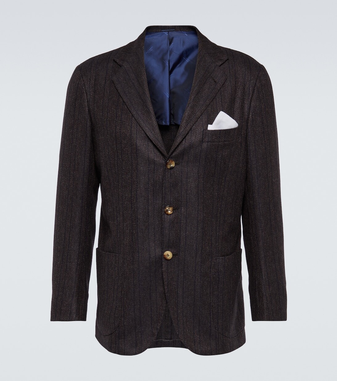 

Кашемировый блейзер в полоску Kiton, серый