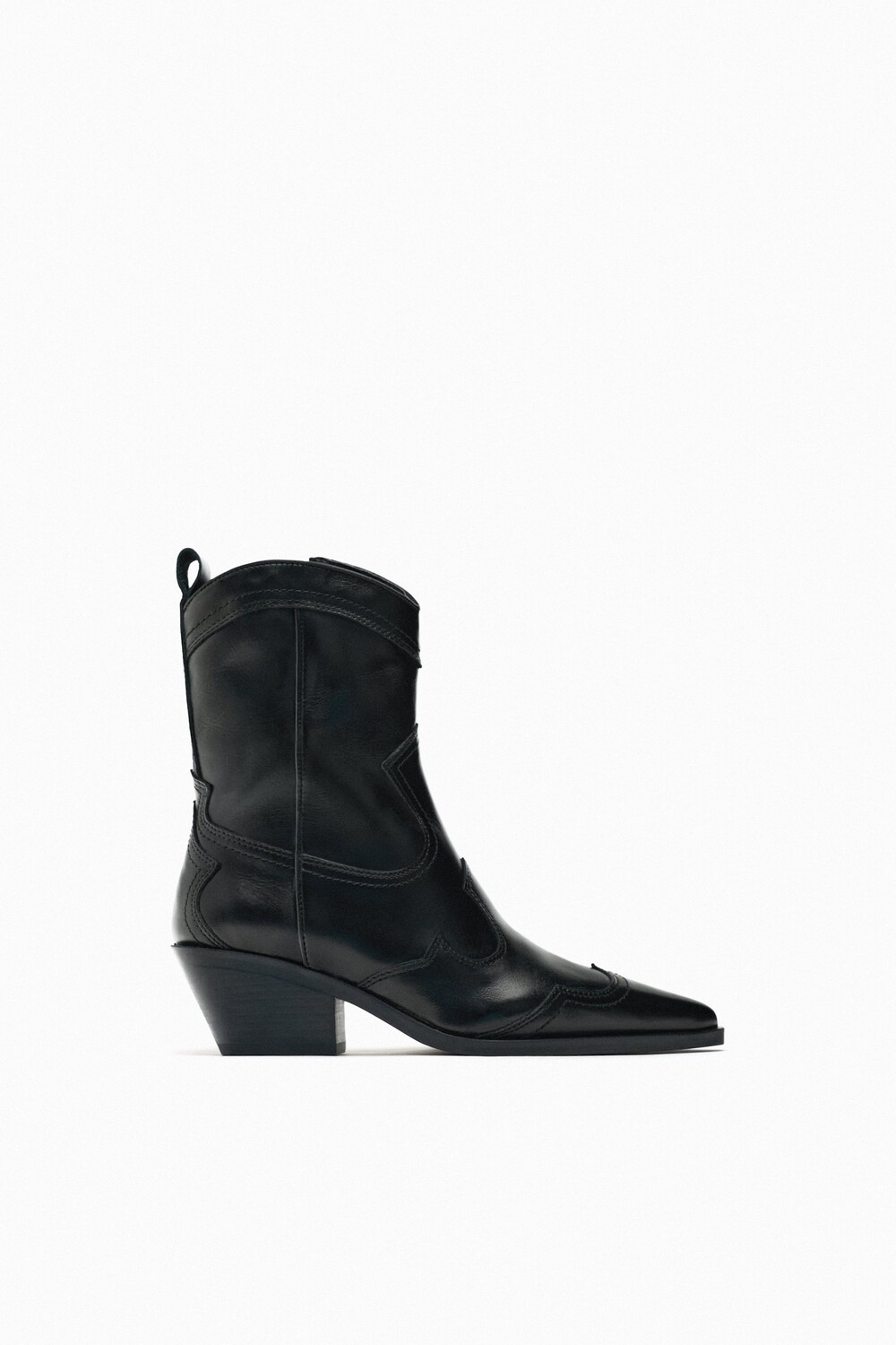 

Ковбойские ботильоны на каблуке с деталями Zara, черный