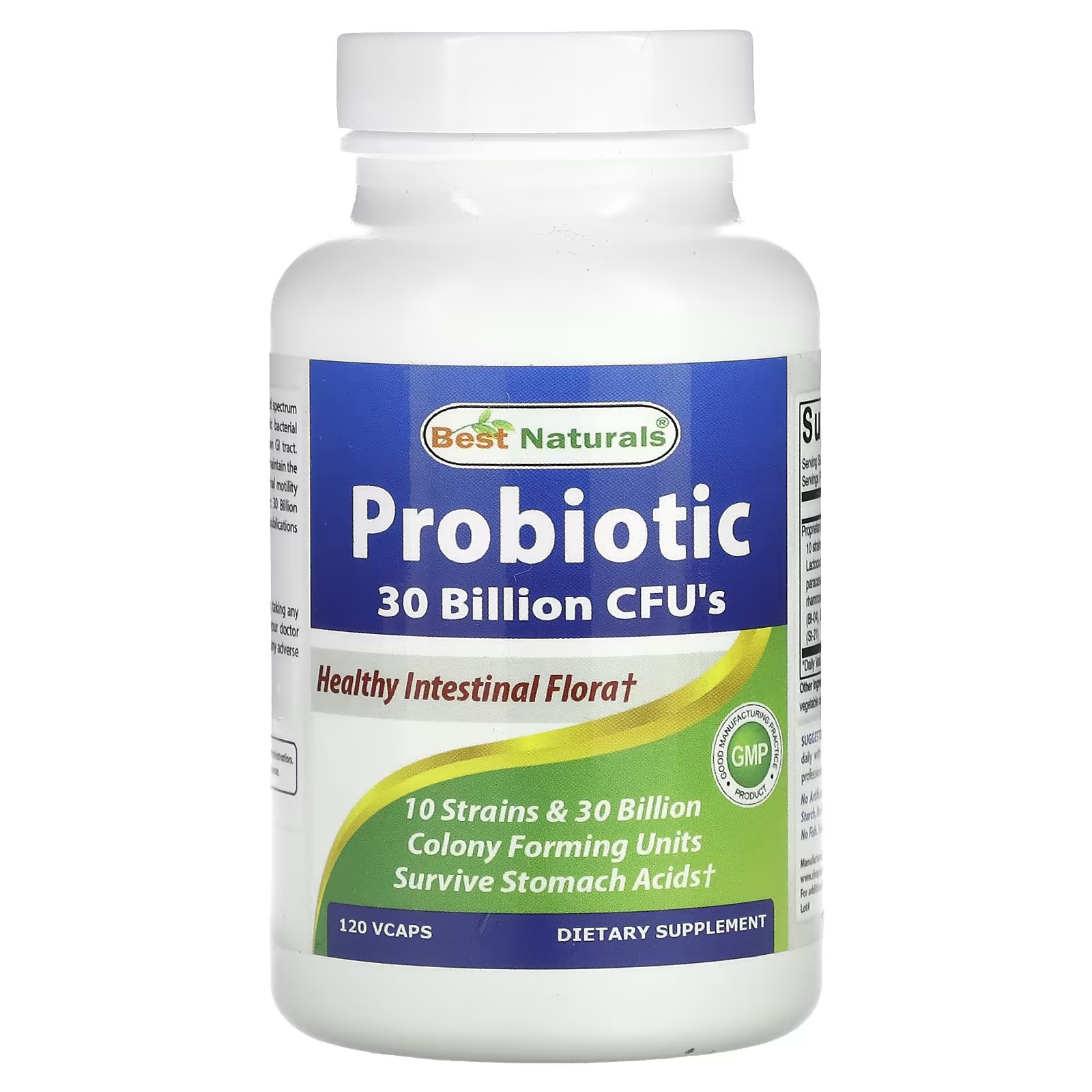 Пробиотик Best Naturals 30 миллиардов КОЕ, 120 капсул health labs care 4her пробиотик дневной ночной пробиотик в двухкомпонентной формуле пищевая добавка 60 капсул