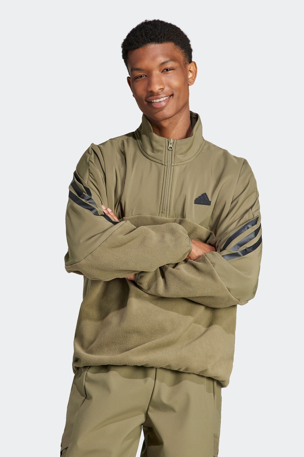 

Толстовка Sportswear Future Icons с 3 полосками и молнией 1/4 adidas, зеленый