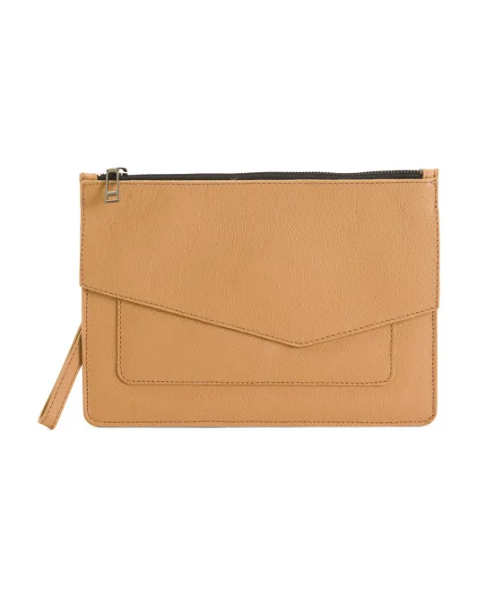 

Большой кожаный клатч с ремешком на руку Botkier, цвет Camel