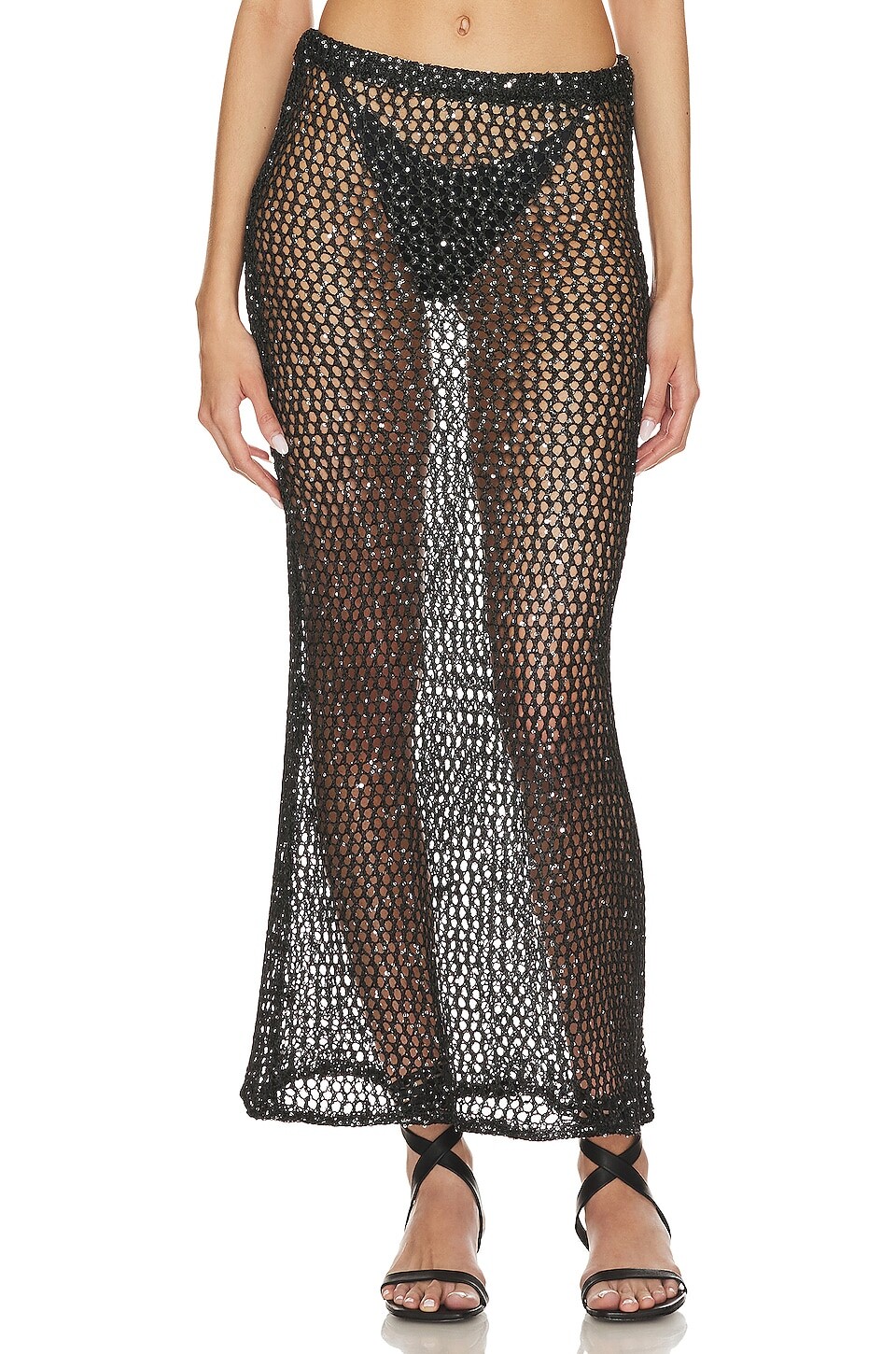 

Юбка макси h:ours Manu Sequin Net, черный