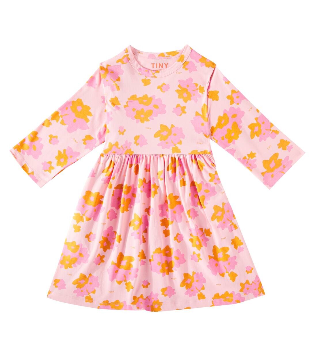 

Платье из хлопкового джерси с цветами Tinycottons, цвет peach