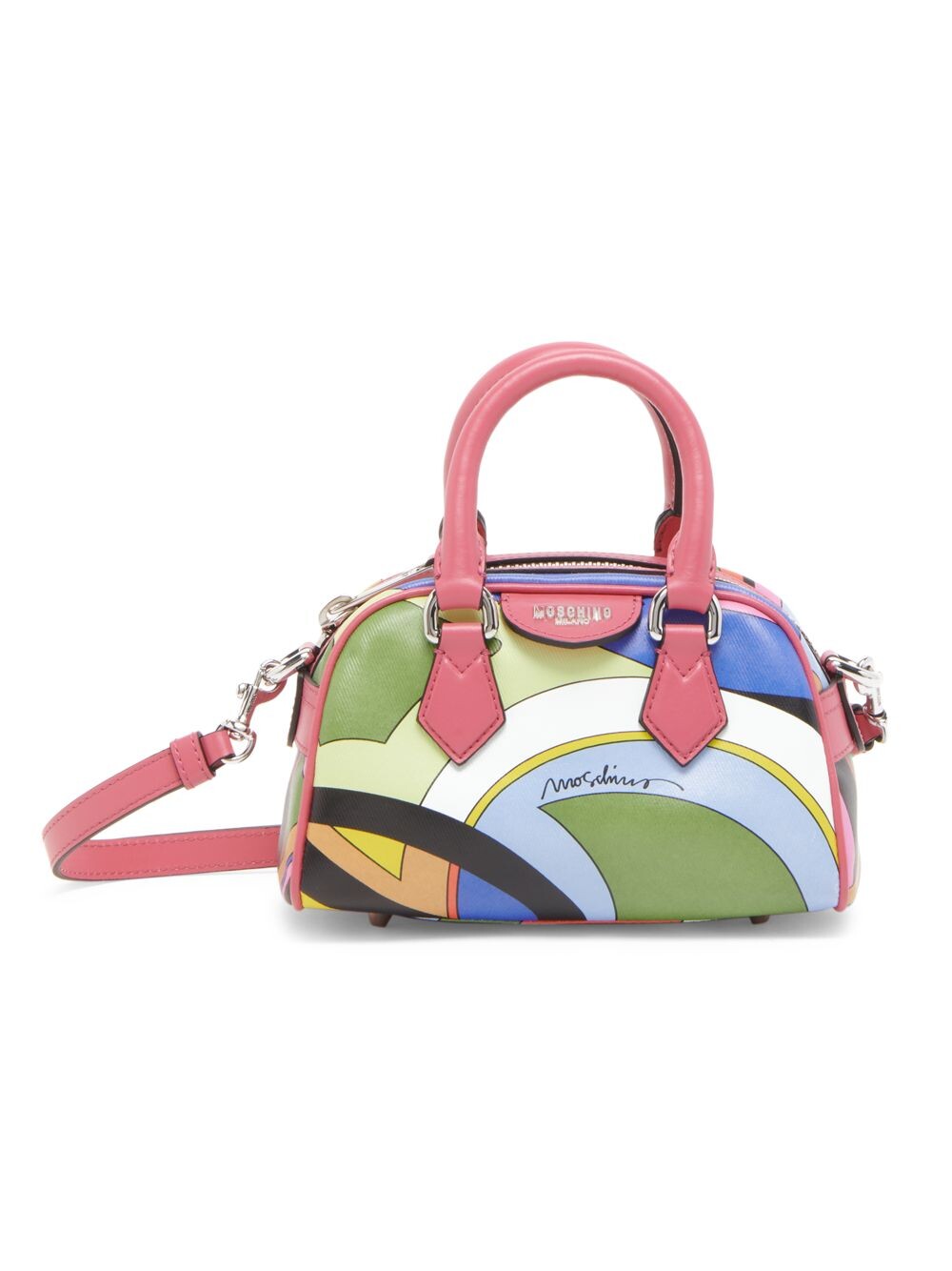 

Сумка Psychedelic Swirl из парусины и кожи с верхней ручкой Moschino, розовый