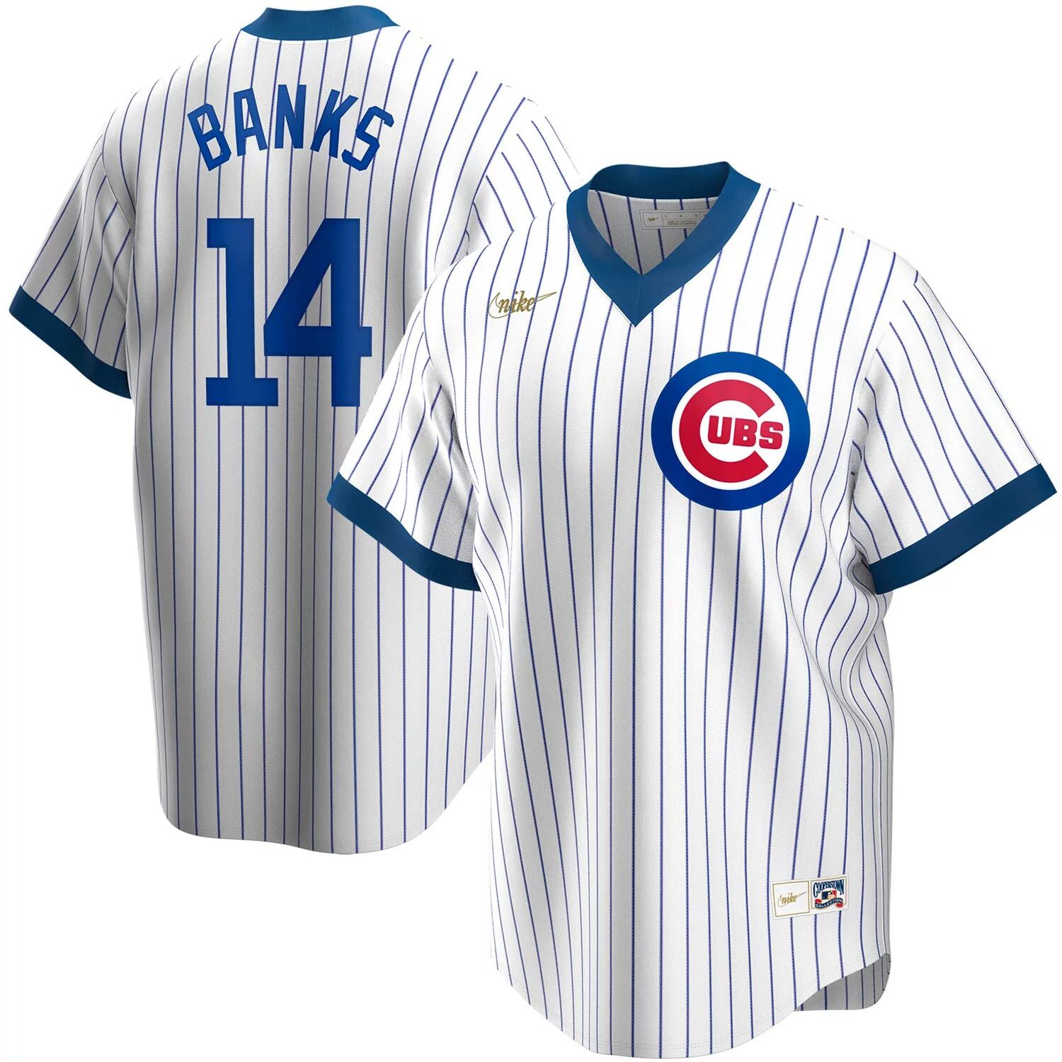 

Мужская белая майка игрока Ernie Banks Chicago Cubs Home Cooperstown Collection Nike, Белый