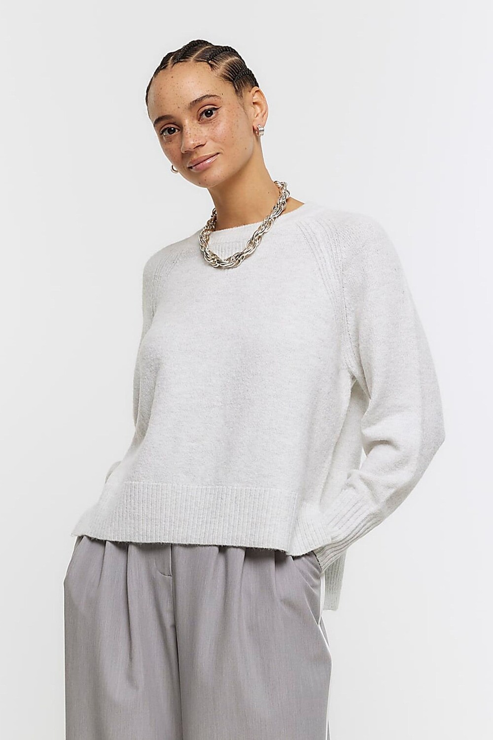 

Свитер с круглым вырезом River Island, серый
