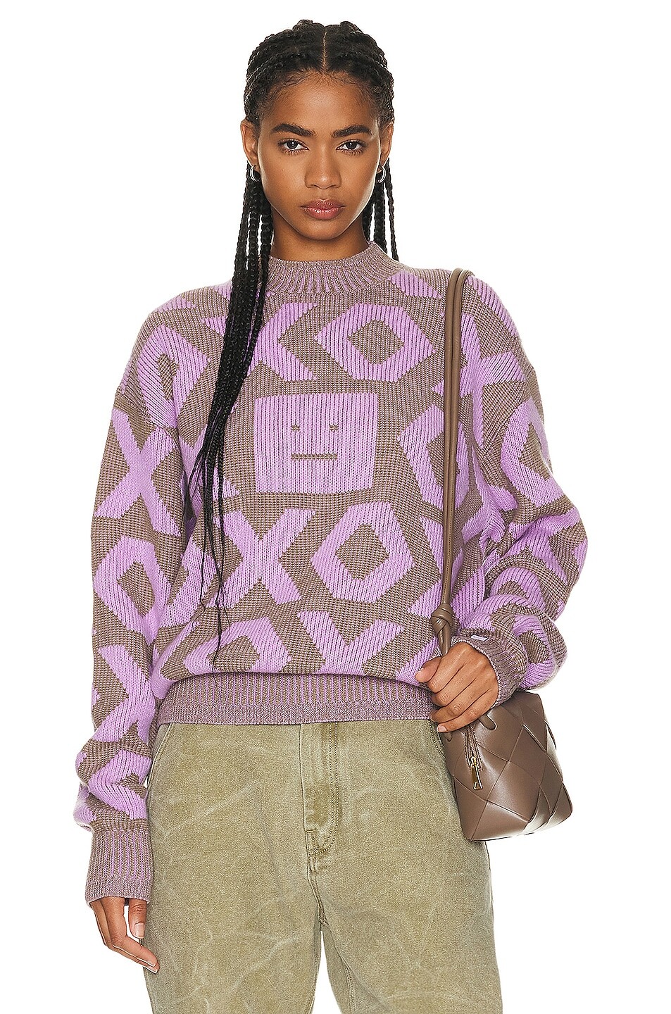 

Свитер Acne Studios Face, цвет Khaki Beige & Smoky Purple