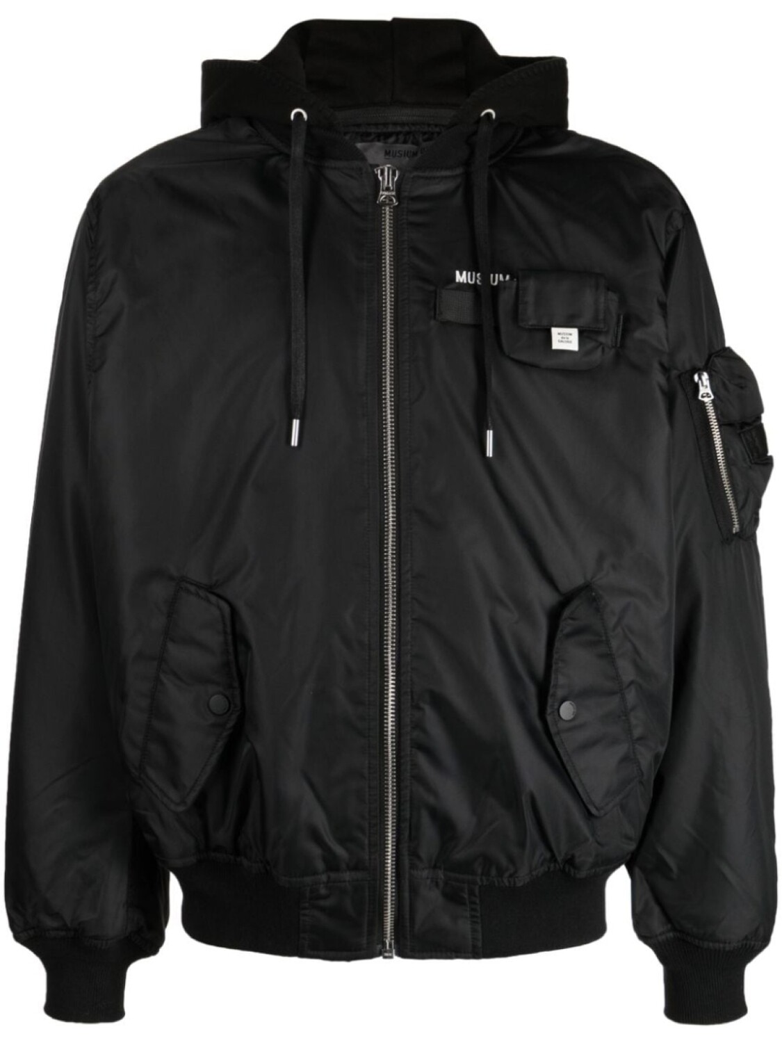 

Musium Div. text-embroidered padded hooded jacket, черный