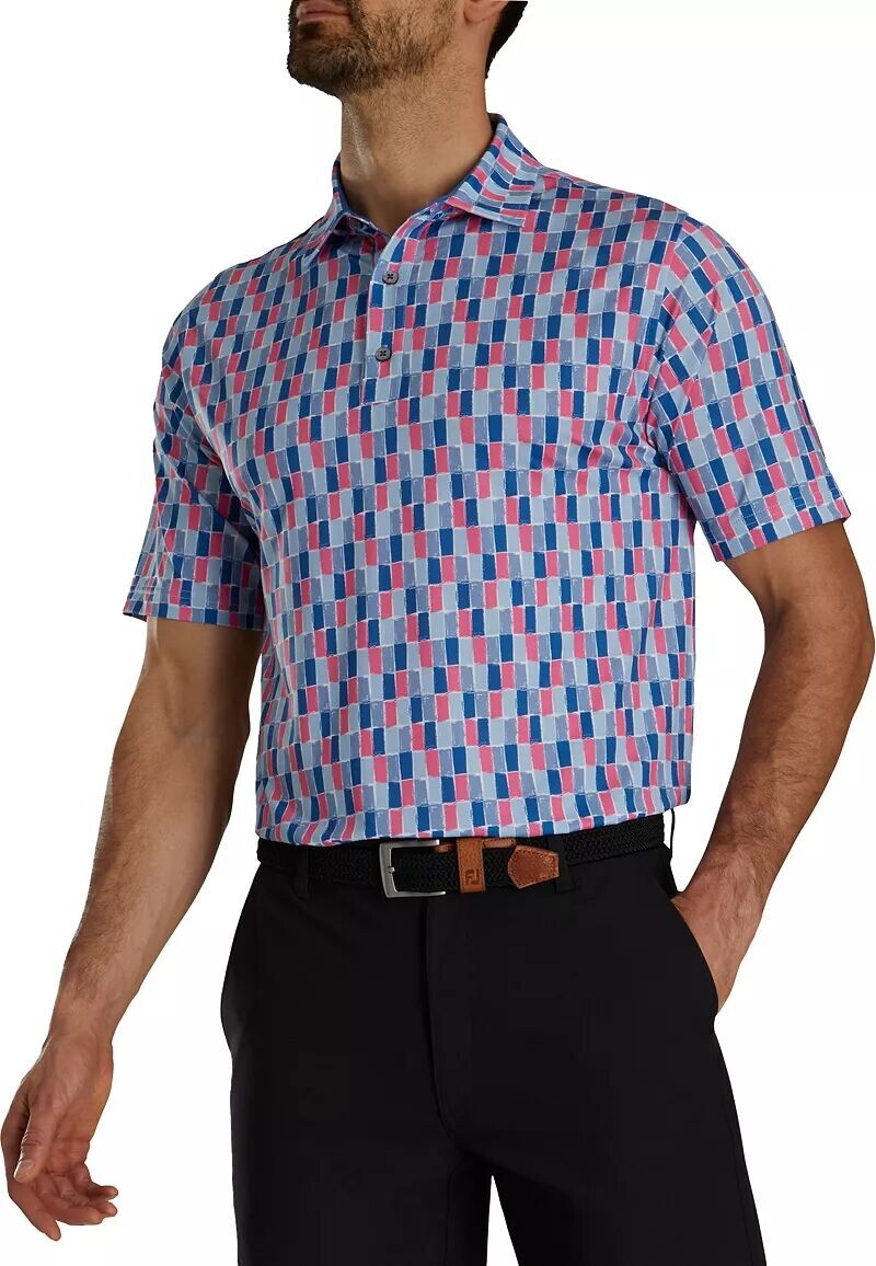 

Мужская рубашка для гольфа FootJoy Lisle с принтом плитки, мультиколор