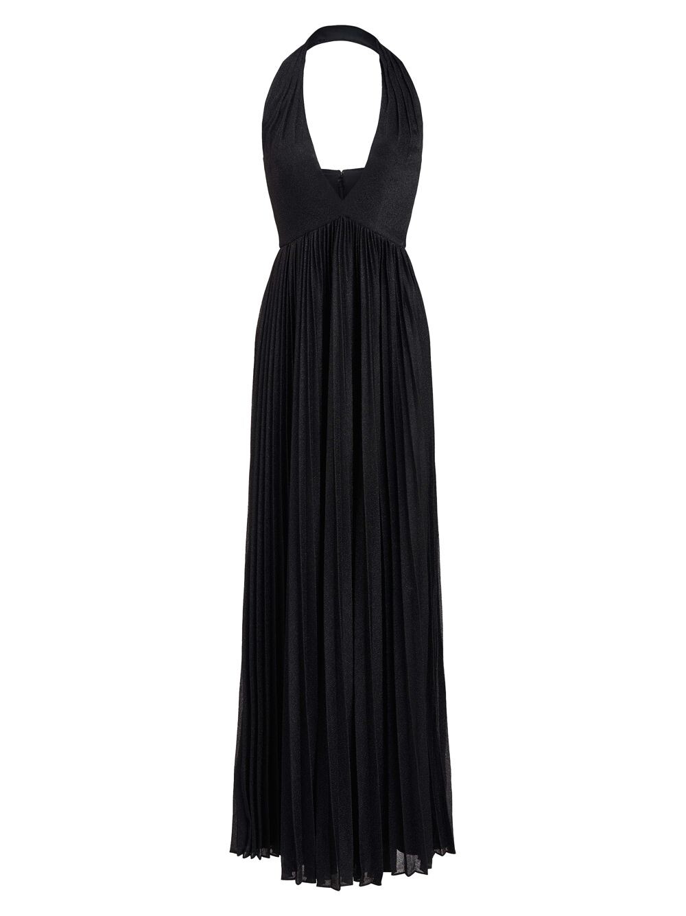 

Плиссированное платье Tiffany с бретелью через шею Halston, черный