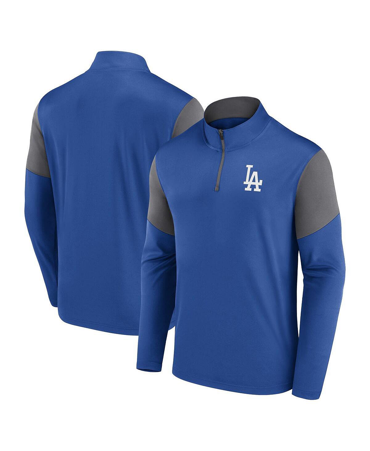 Мужская футболка с логотипом Royal Los Angeles Dodgers и молнией без четверти Fanatics