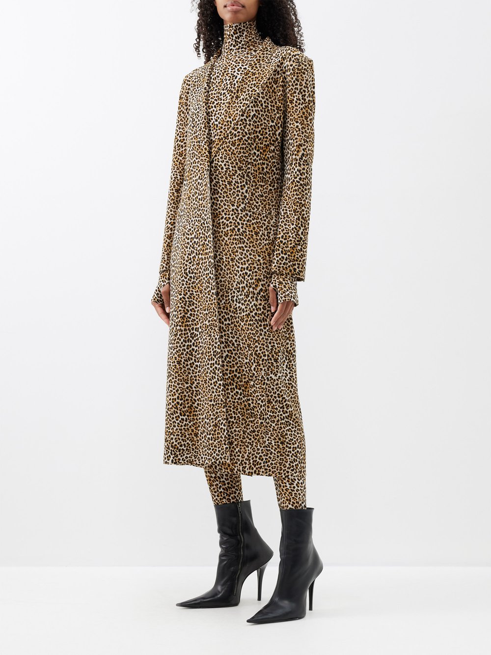 Однобортное трикотажное пальто с леопардовым принтом Norma Kamali, коричневый