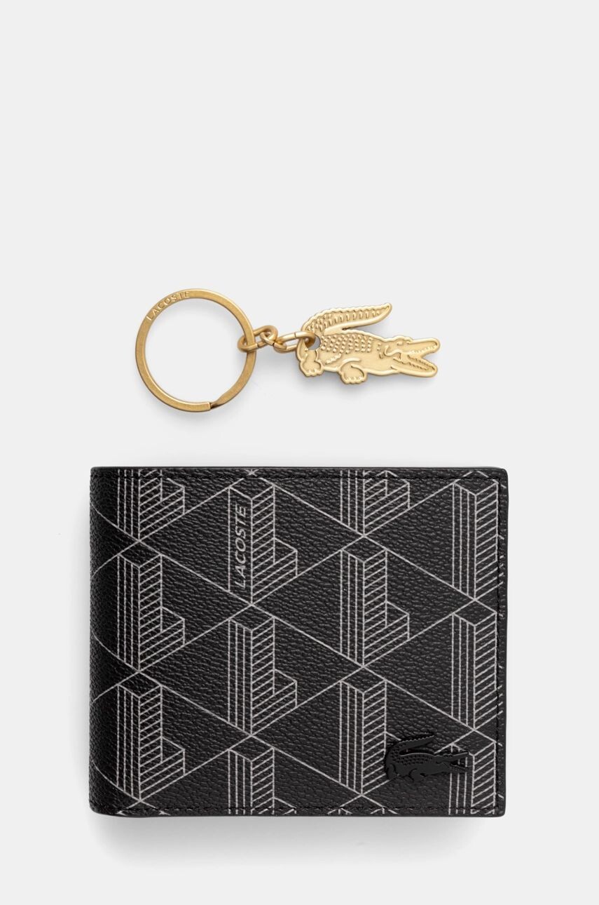

Кошелек и брелок Lacoste, черный