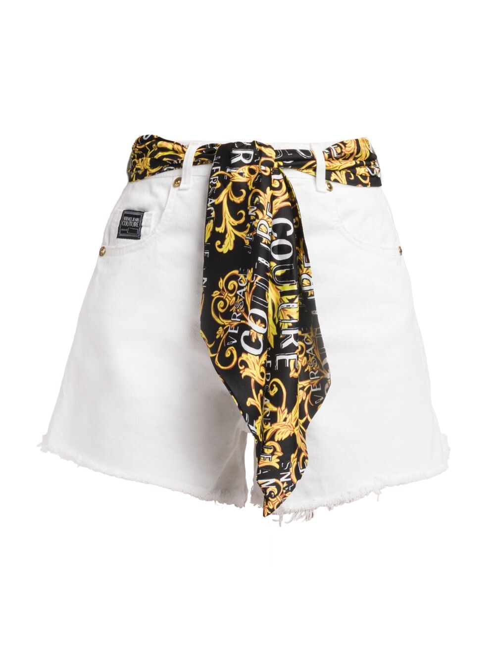 

Джинсовые шорты с завязками и логотипом Baroque Versace Jeans Couture, белый