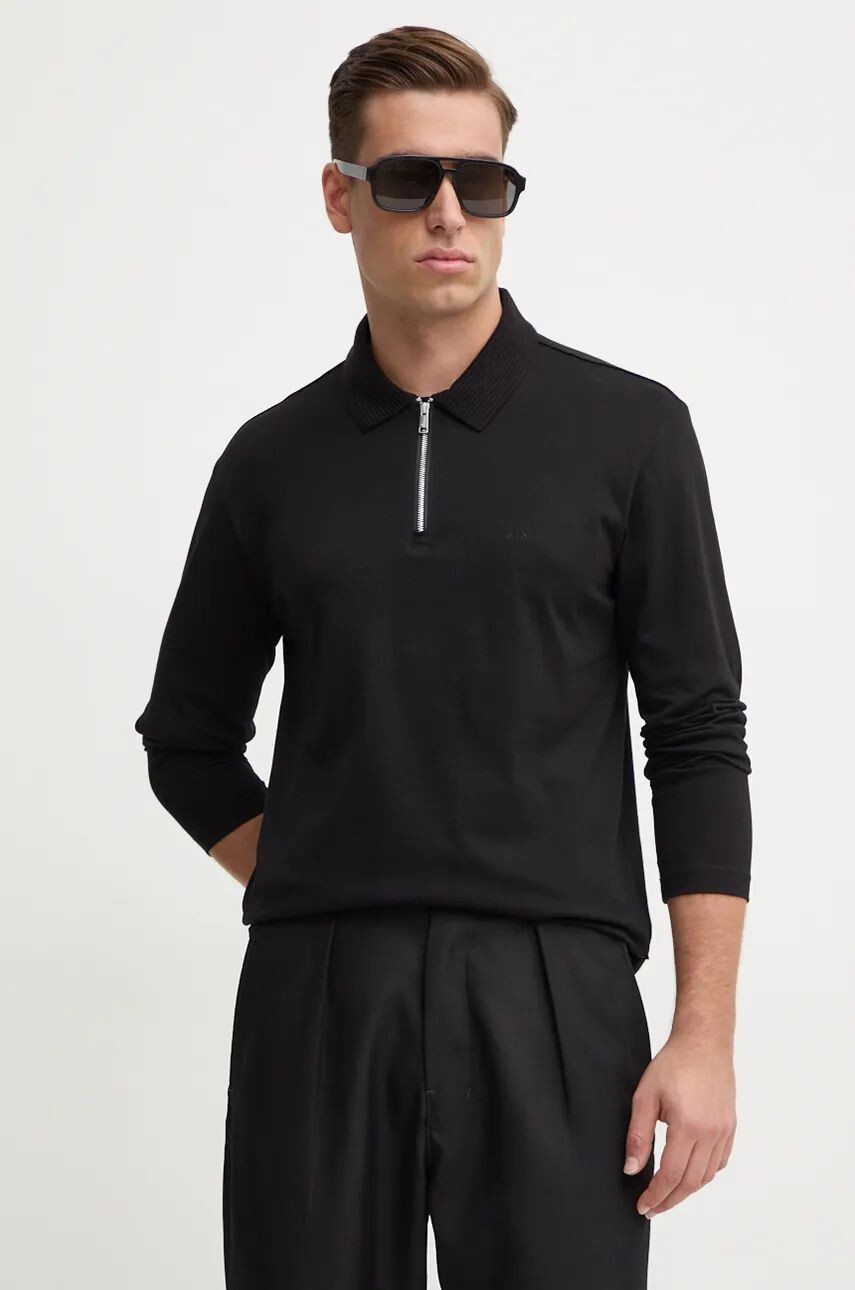 

Хлопковый топ Armani Exchange с длинными рукавами, черный