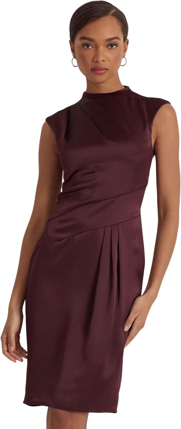 

Коктейльное платье из атласа Charmeuse с воротником на шее LAUREN Ralph Lauren, цвет Vintage Burgundy