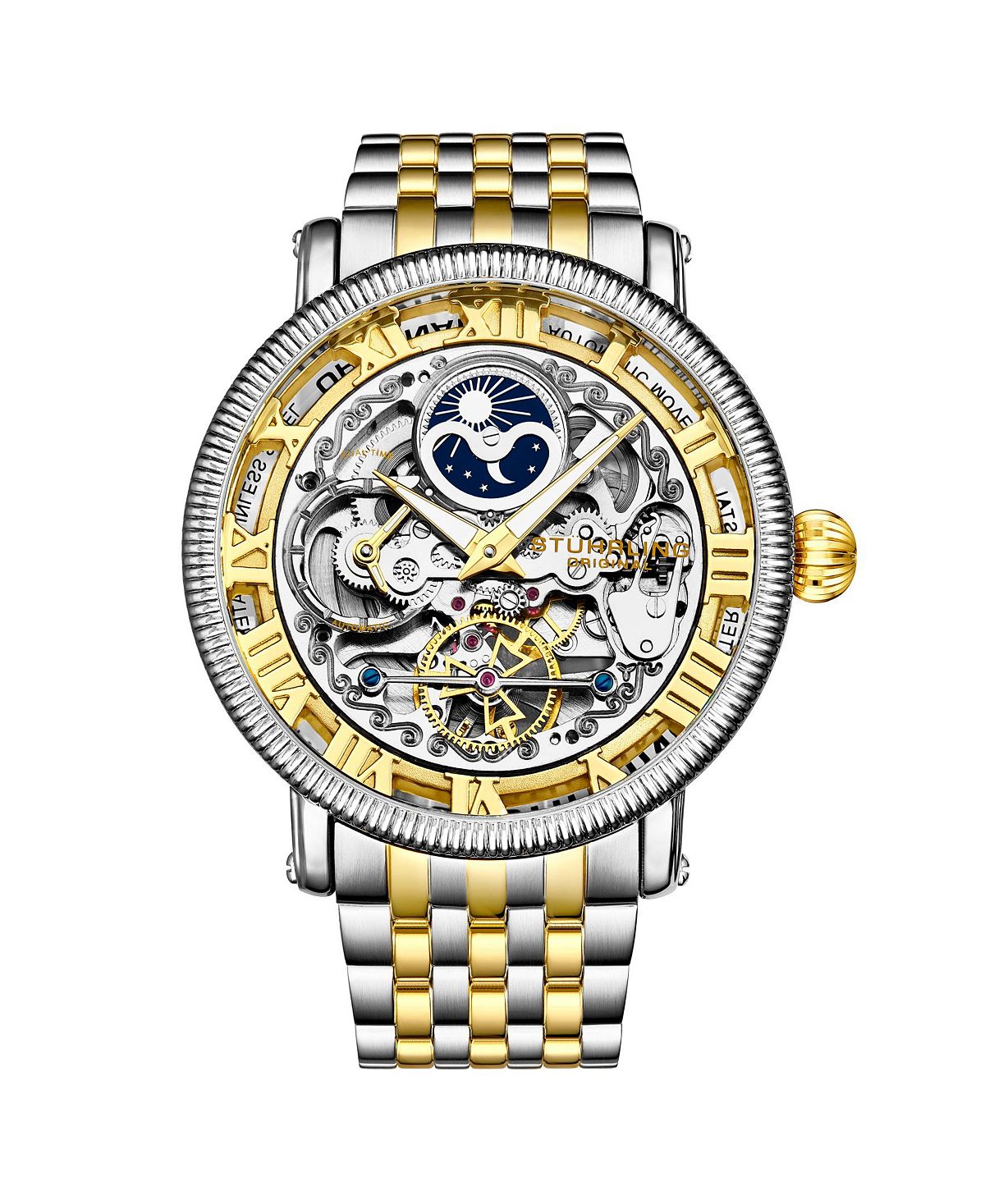 Мужские часы-браслет из нержавеющей стали золото-серебристого цвета 49 мм Stuhrling женские часы браслет из нержавеющей стали золото серебристого цвета 31 мм stuhrling золотой