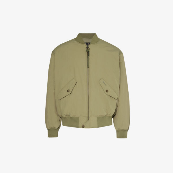 

Бомбер свободного кроя из переработанного полиамида с фирменной вышивкой Barbour, белый