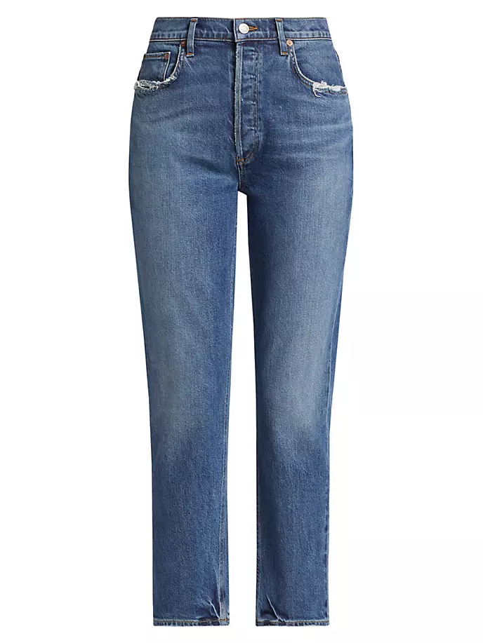 цена Длинные прямые джинсы Riley с высокой посадкой Agolde, цвет pose