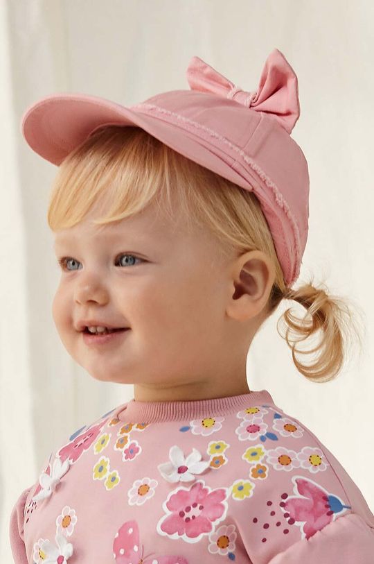 Детская хлопковая шапка с козырьком Mayoral, розовый