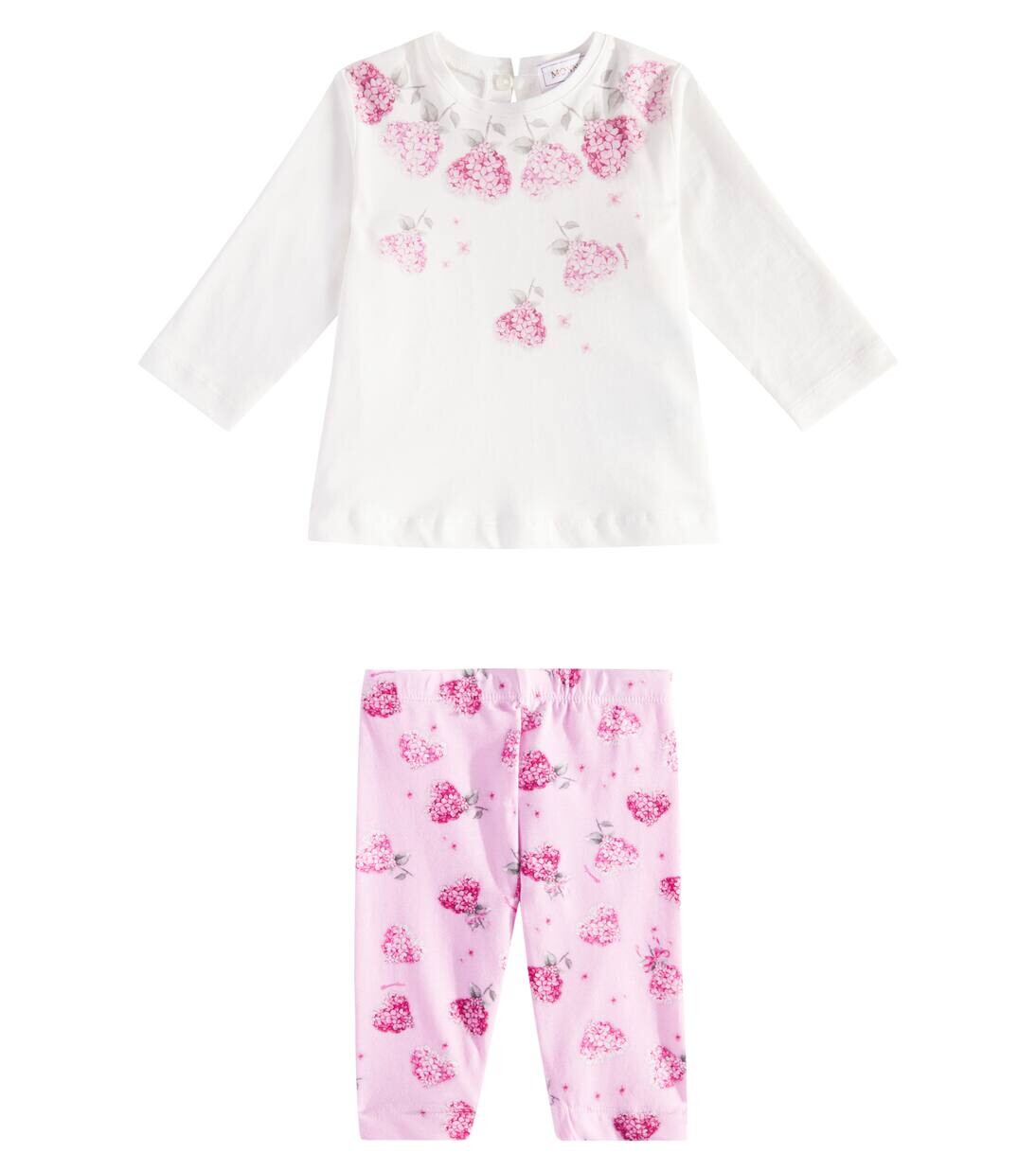 

Комплект из футболки и леггинсов Baby Flowery Heart Monnalisa, цвет panna+fairytale