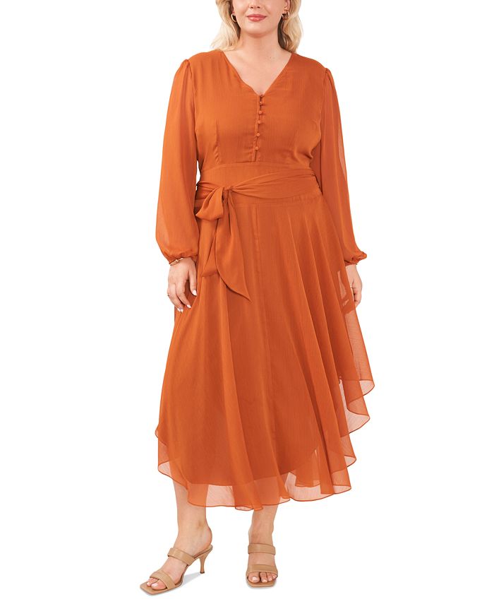 Платье макси с V-образным вырезом и завязками на талии больших размеров Vince Camuto, оранжевый