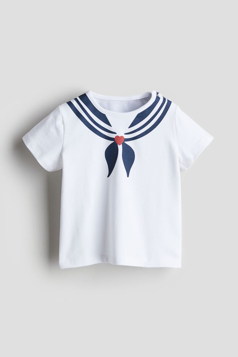 Хлопковая футболка с принтом H&M, белый футболка принтэссенция круглый вырез размер 38 белый красный