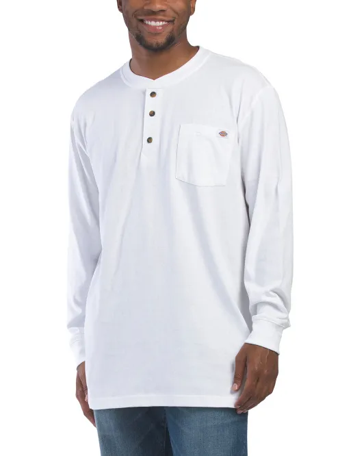 

Футболка Big And Tall Henley с длинными рукавами Dickies, белый