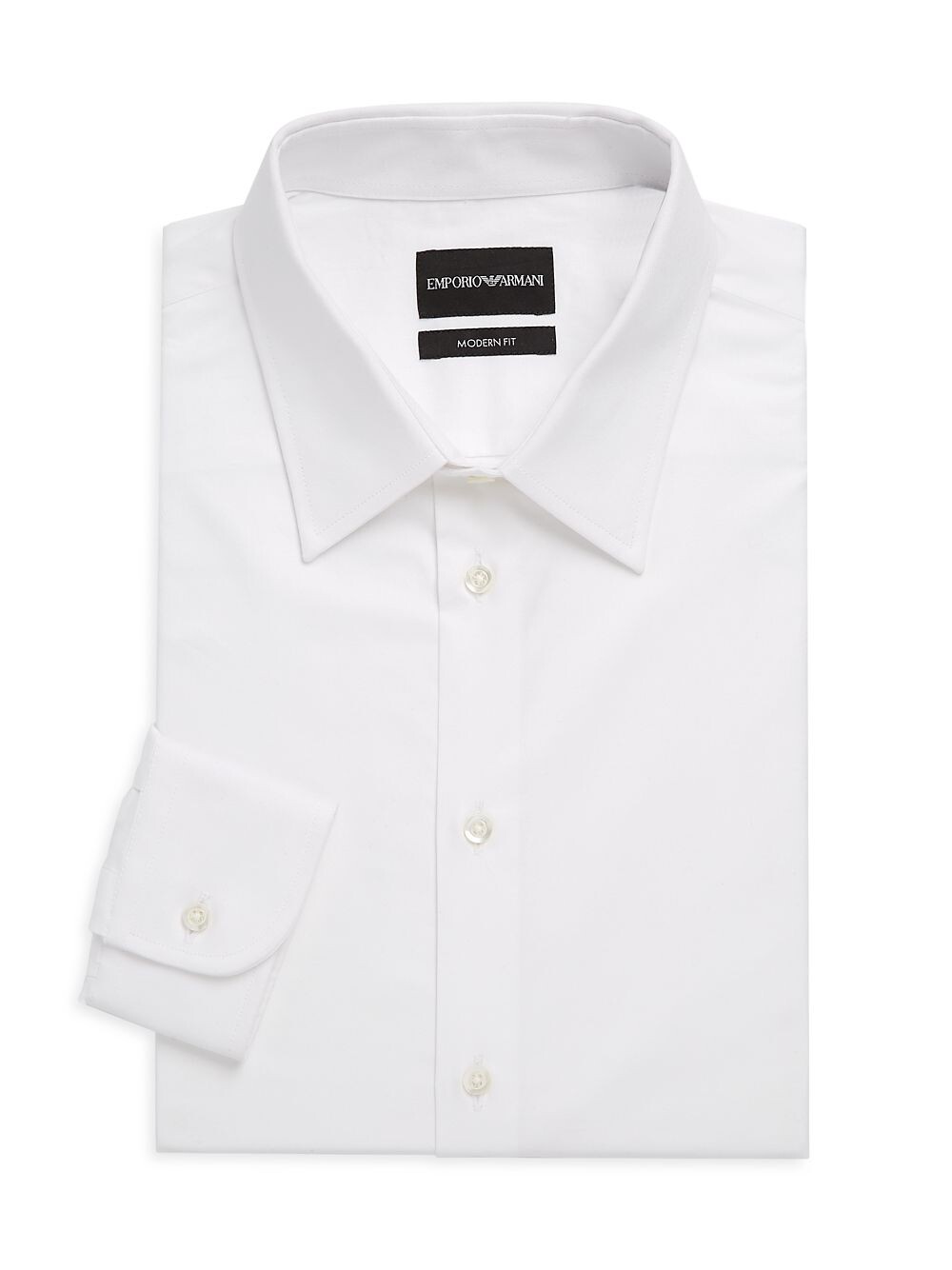 

Однотонная классическая рубашка современного кроя Emporio Armani, белый