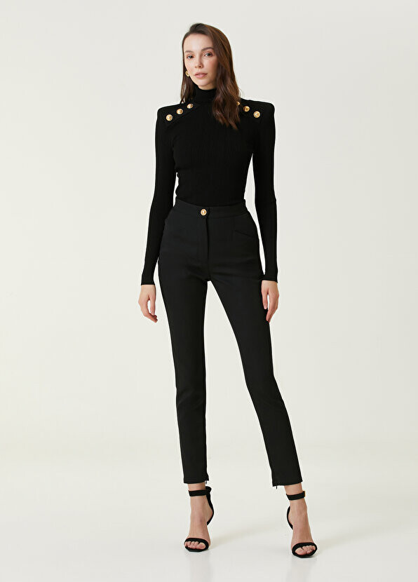 

Черные шерстяные брюки с молнией Balmain, Черный