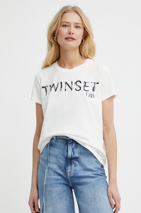 

Хлопковая футболка Twinset, бежевый