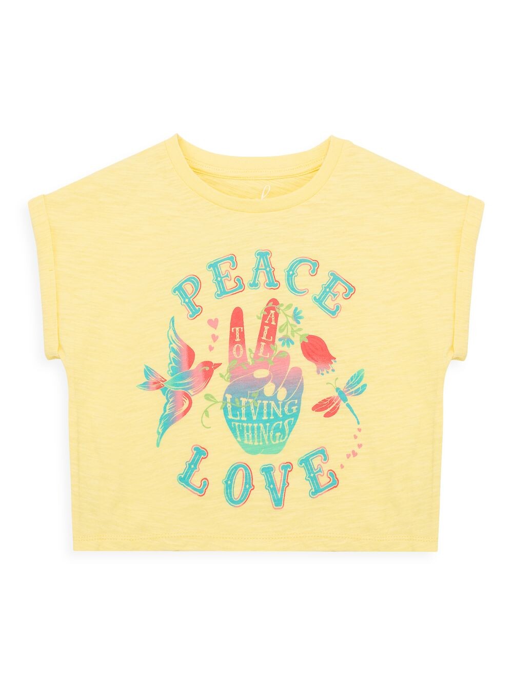 

Укороченная футболка Little Girl's & Girl's Peace Love Peek, желтый