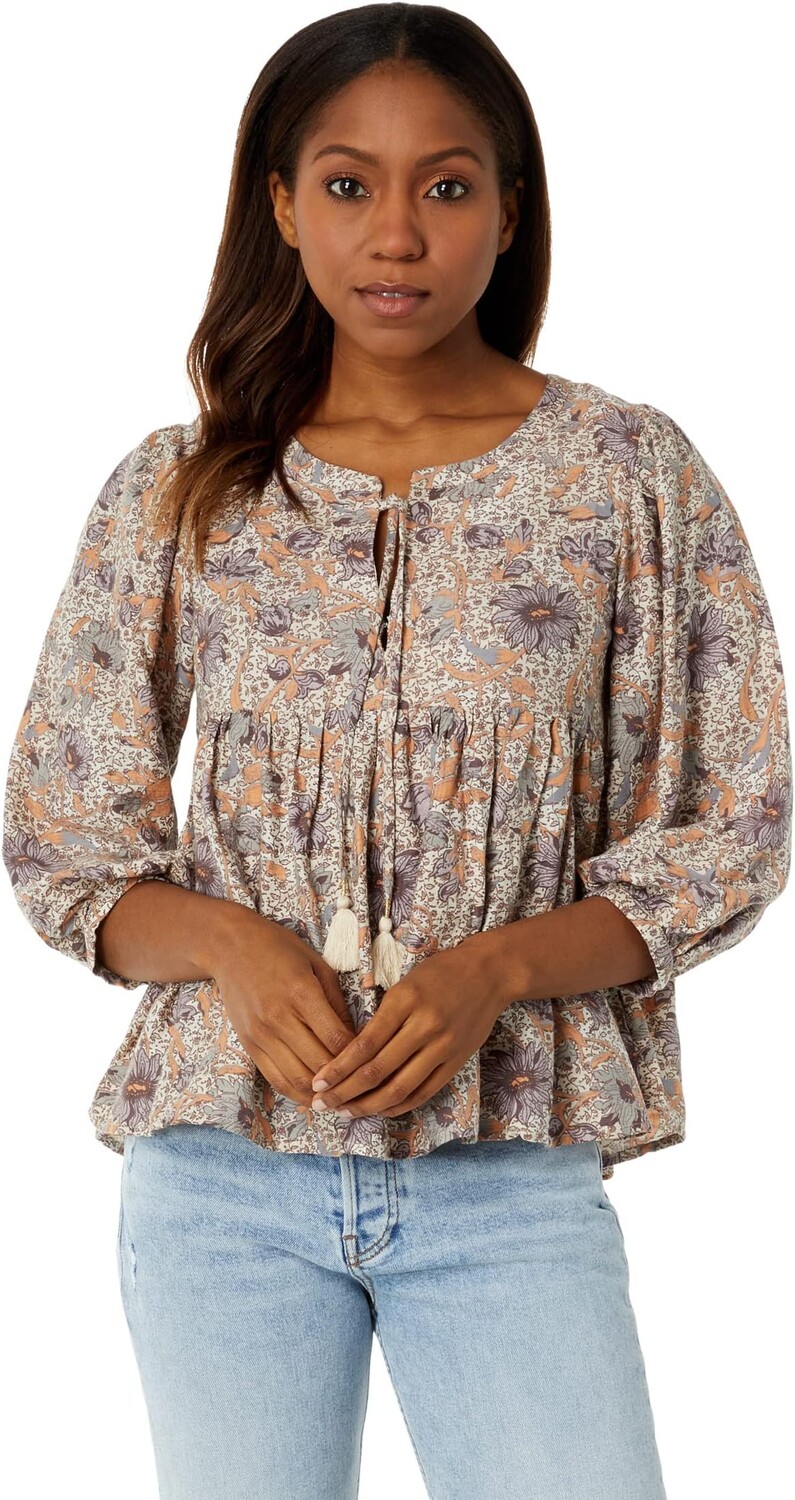 

Крестьянская блузка с принтом Lucky Brand, цвет Cream Multi, Серый