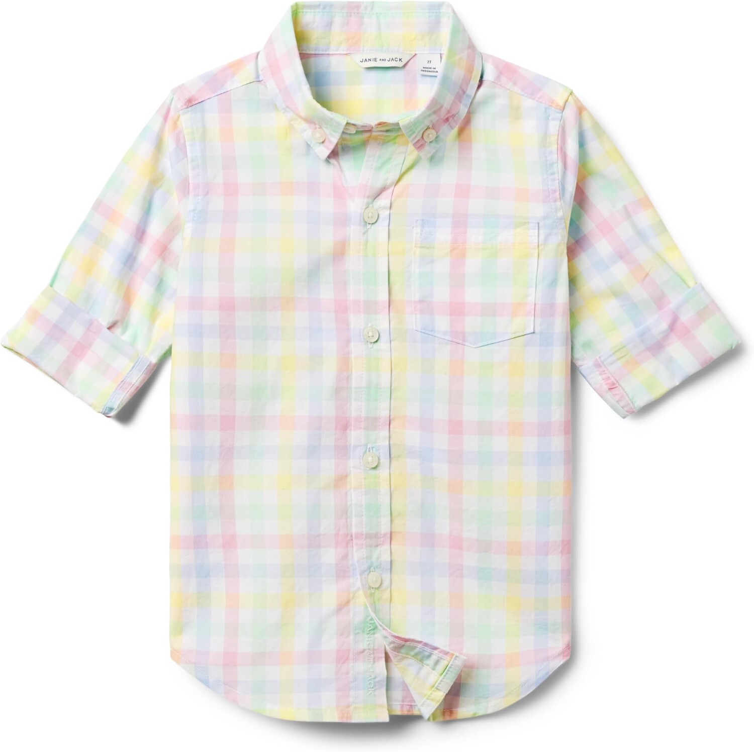 

Рубашка Janie and Jack Gingham Button Down Shirt, цвет Multicolor