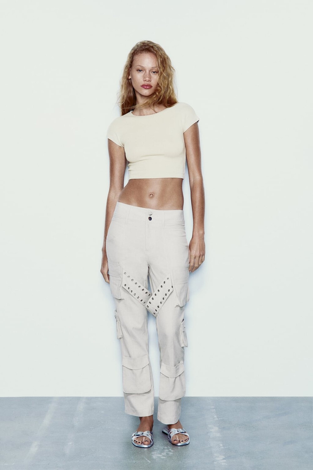

Футболка из хлопка и модала ZARA, серый