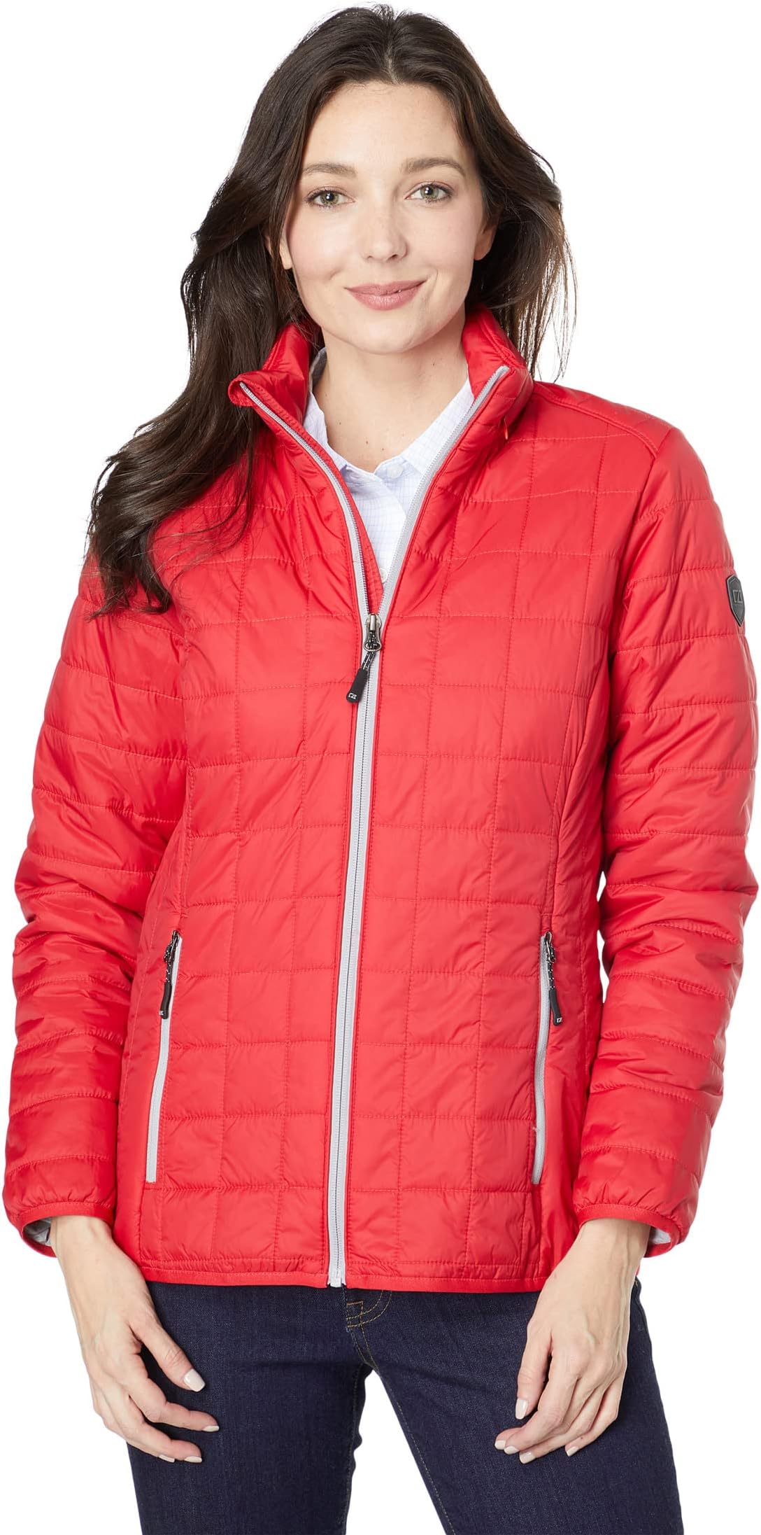 Куртка Rainier Primaloft Eco с полной молнией Cutter & Buck, красный женская утепленная куртка пуховик rainier primaloft с полной молнией cutter