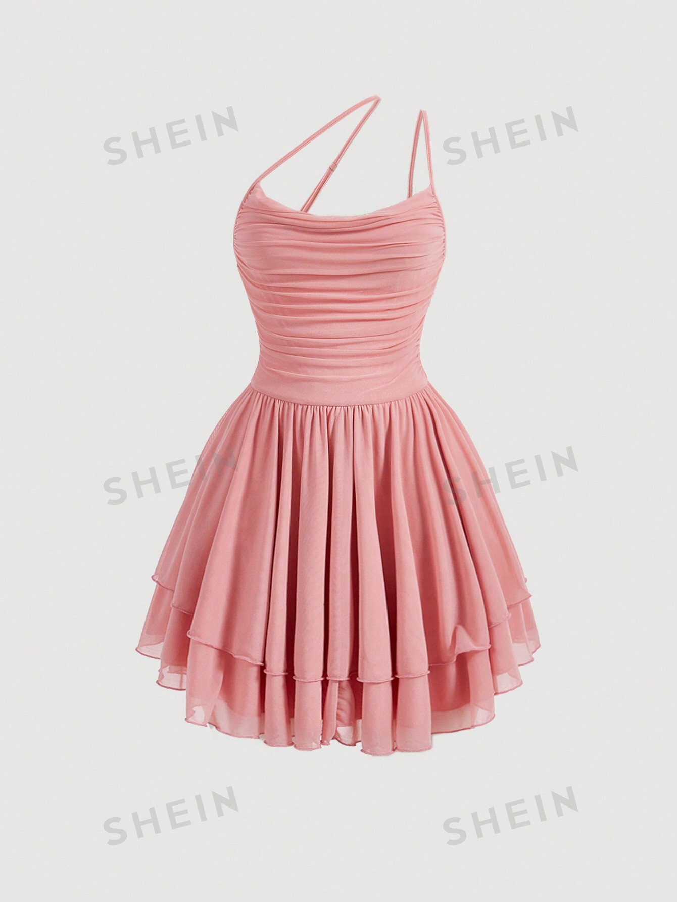 SHEIN MOD Женское плиссированное платье без рукавов с рюшами и подолом, розовый shein mod белая кружевная декорированная асимметричная юбка с рюшами по подолу белый