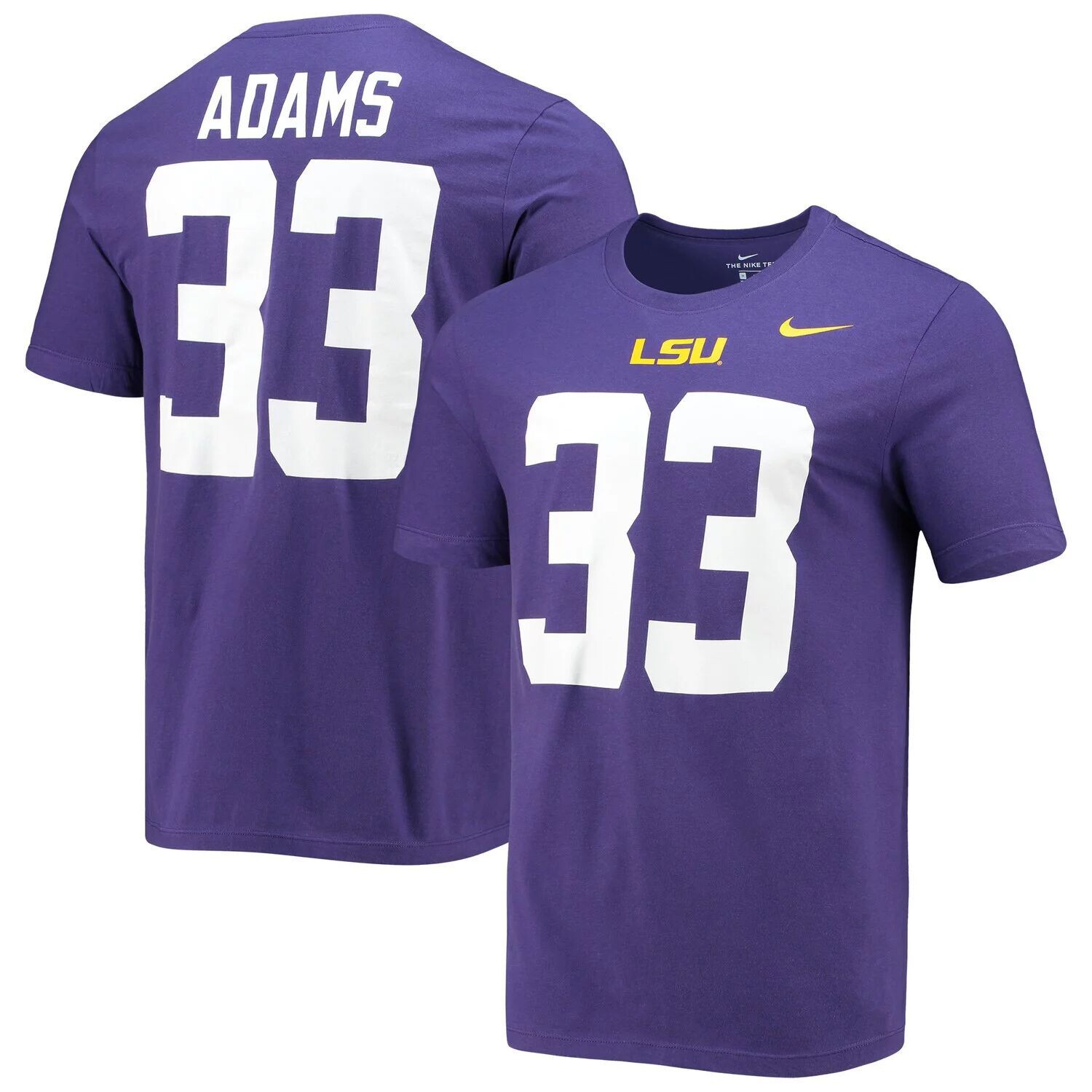 

Мужская фиолетовая футболка с именем и номером выпускника LSU Tigers Jamal Adams Nike, Фиолетовый