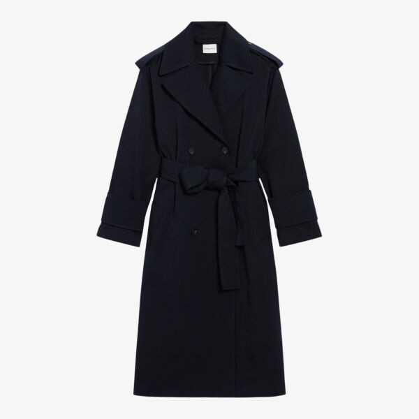 

Хлопковый тренч с широким воротником и поясом на талии Claudie Pierlot, цвет bleus