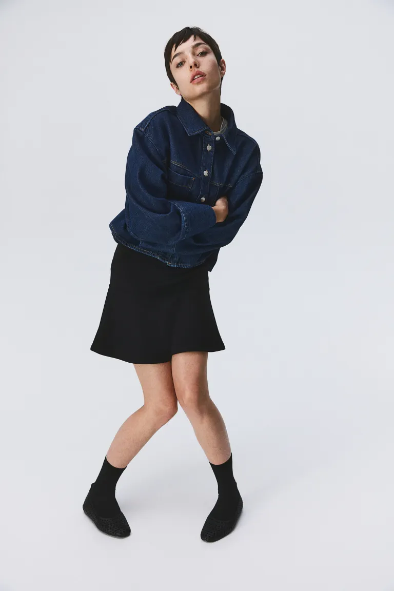 Расклешенная мини-юбка H&M, черный