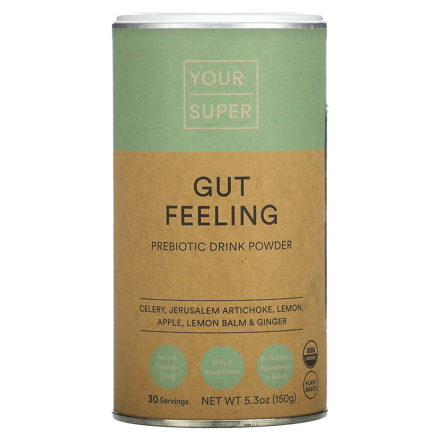 

Gut Feeling, Prebiotic Drink Powder , 5.3 oz (150 g), Your Super