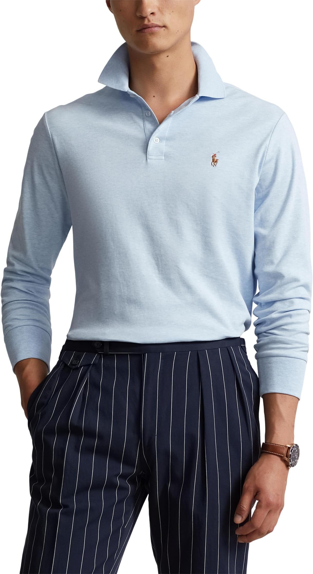 

Рубашка-поло Classic Fit Soft Cotton Polo Polo Ralph Lauren, цвет Office Blue Heather