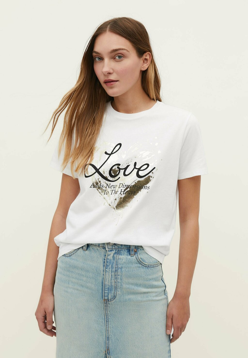 

Футболка с принтом Stradivarius, белый